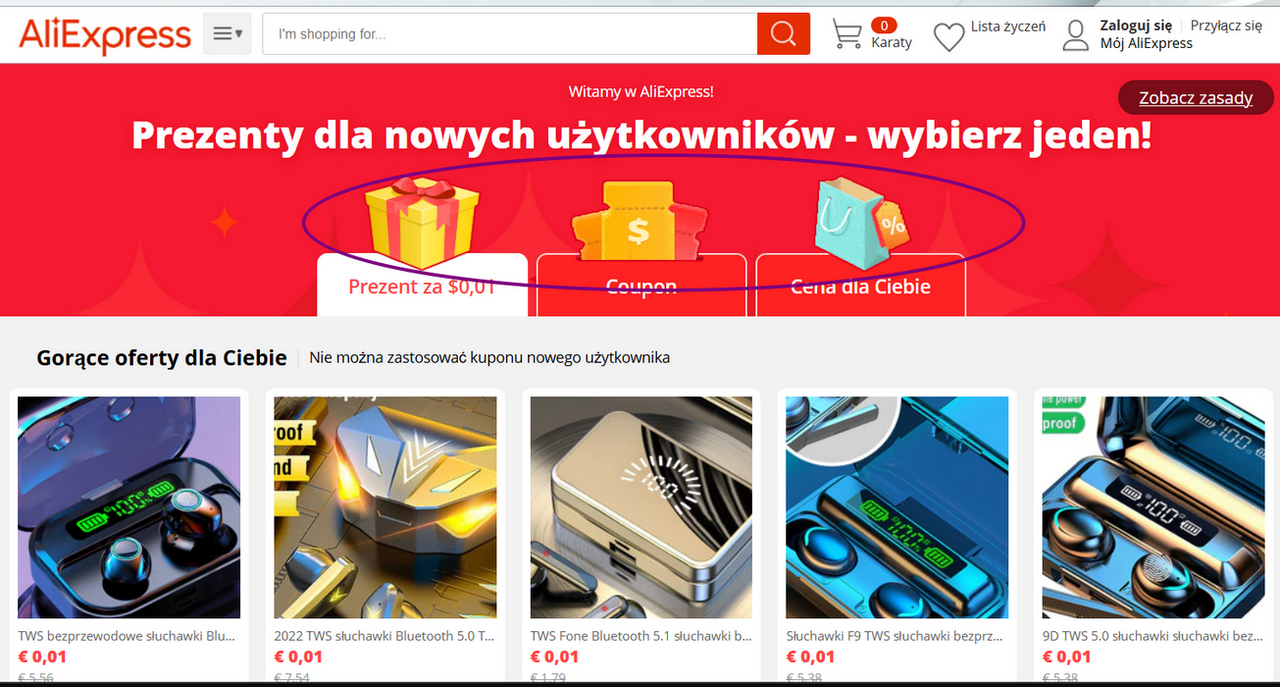 Animowane gify na stronie z promocjami