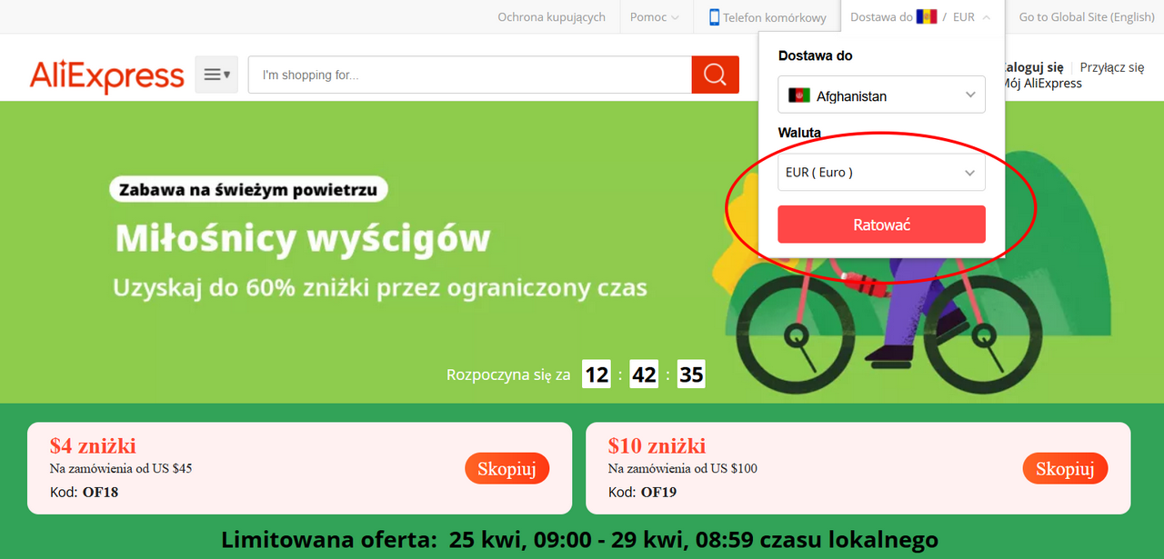 Błędy w translacjach przycisków do zmiany walut